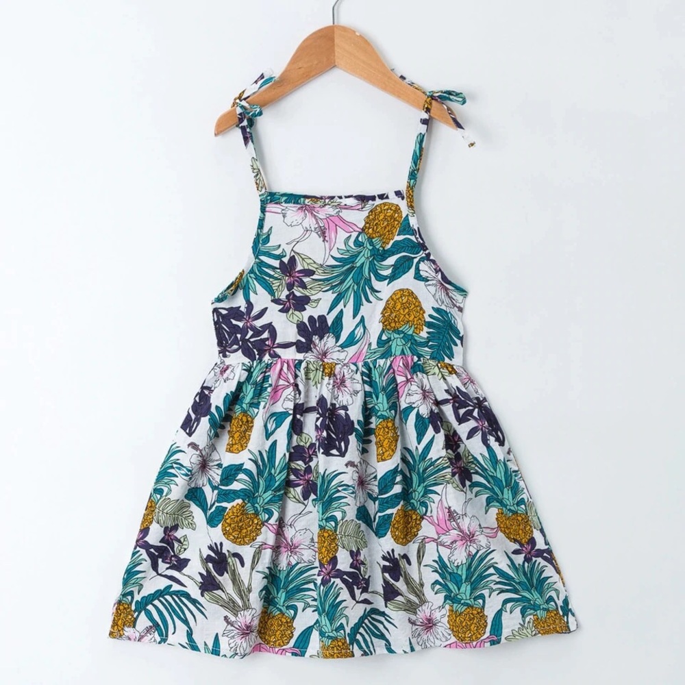 Abstract Floral Print Design Dress for Girls - Picture 2 of 8